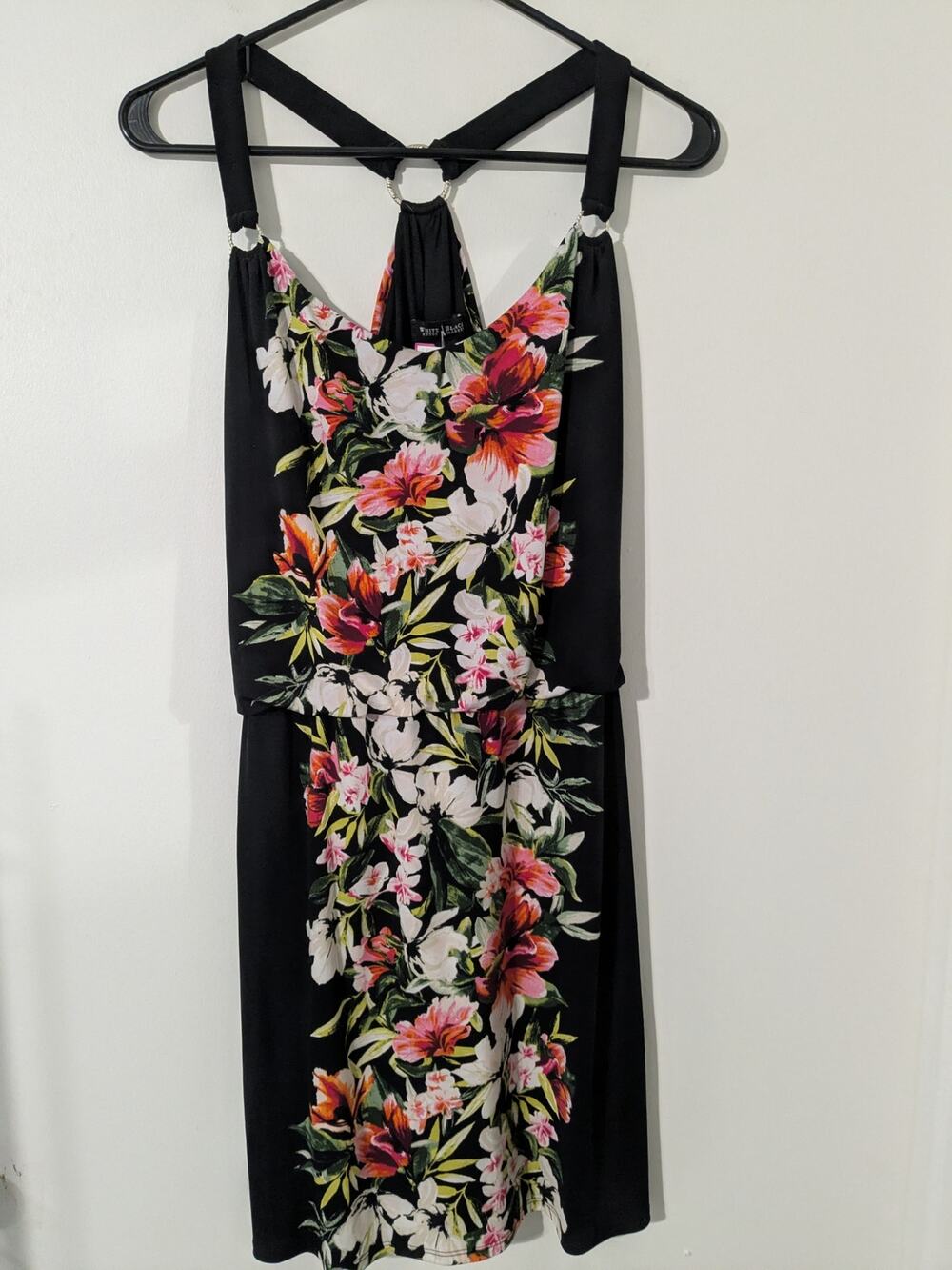 WHBM Sz. S Stretchy Floral Crossover Mini Dress